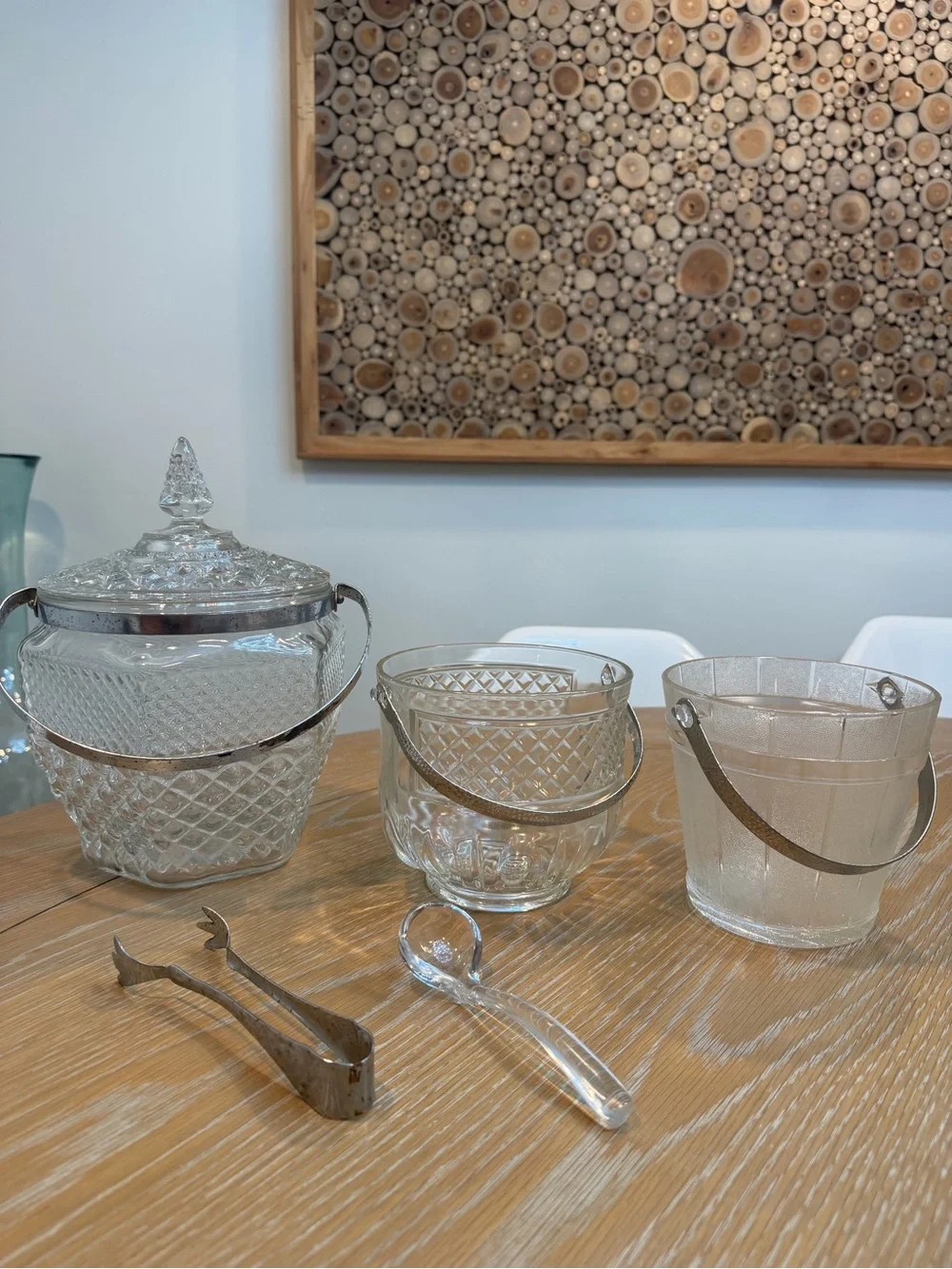 Antique Anchor Hocking Wexford Glass Ice Buckets